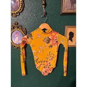 Five Dancewear Mirage Garden Floral Leotard in Yellow Large Youth